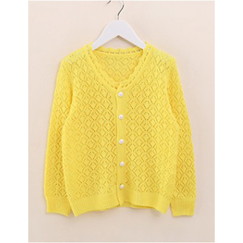 Girl's Casual/Daily Solid Sweater & Cardigan,Wool Spring / Fall Pink / White / Yellow  