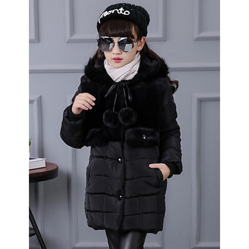 Girl's Casual/Daily Solid Down & Cotton Padded,Polyester Winter Black / Red  