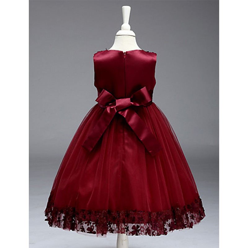 Girls' Embroidery Bowknot Formal Party Princess Bridal Fancy Dress All Seasons Sleeveless Party Dress  